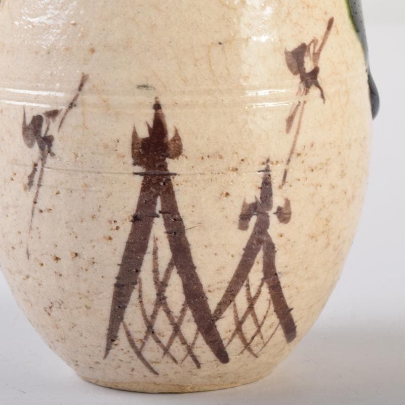 茶道具　瀬戸赤津焼　織部焼　山口正悟作　肩衝茶入　仕覆付　共箱　V　7081