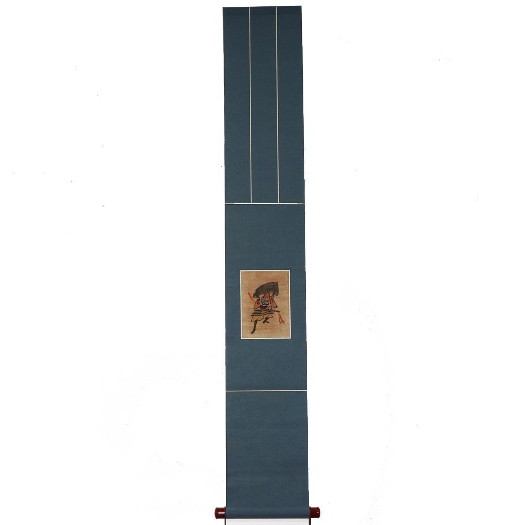 掛軸 釣鐘弁慶 大津絵　紙本　箱付