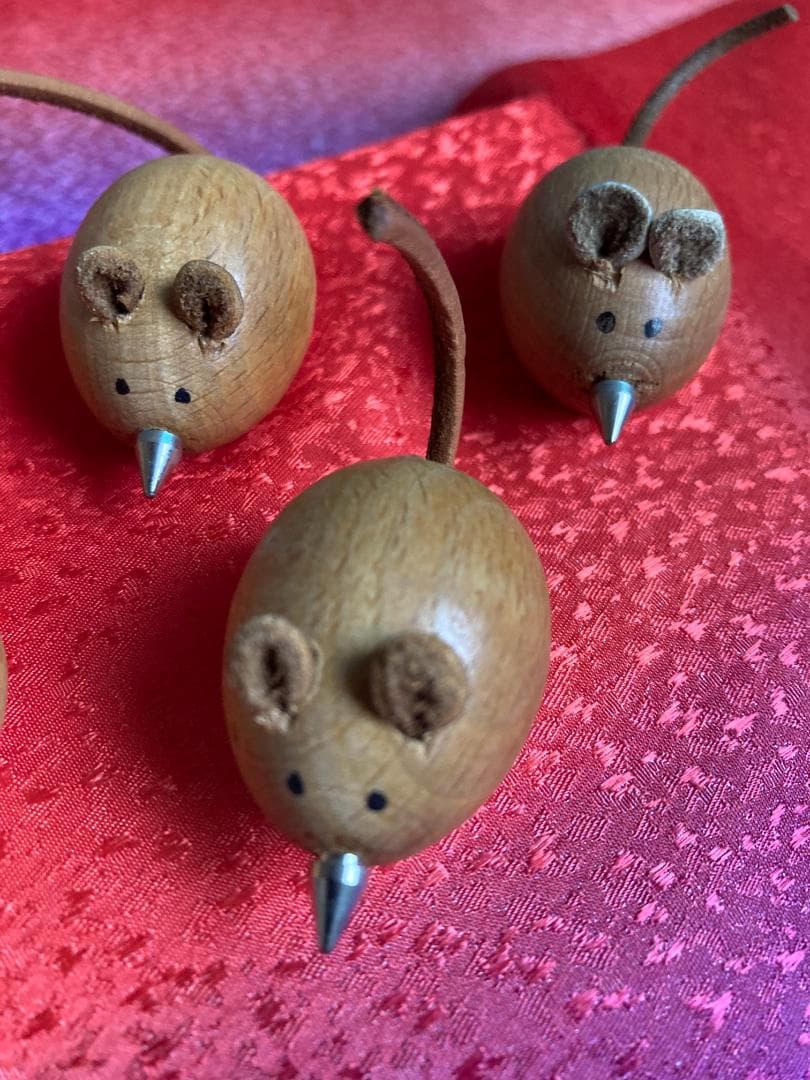 木製 ねずみ オブジェ 5体 セット ネズミ mouse レトロ