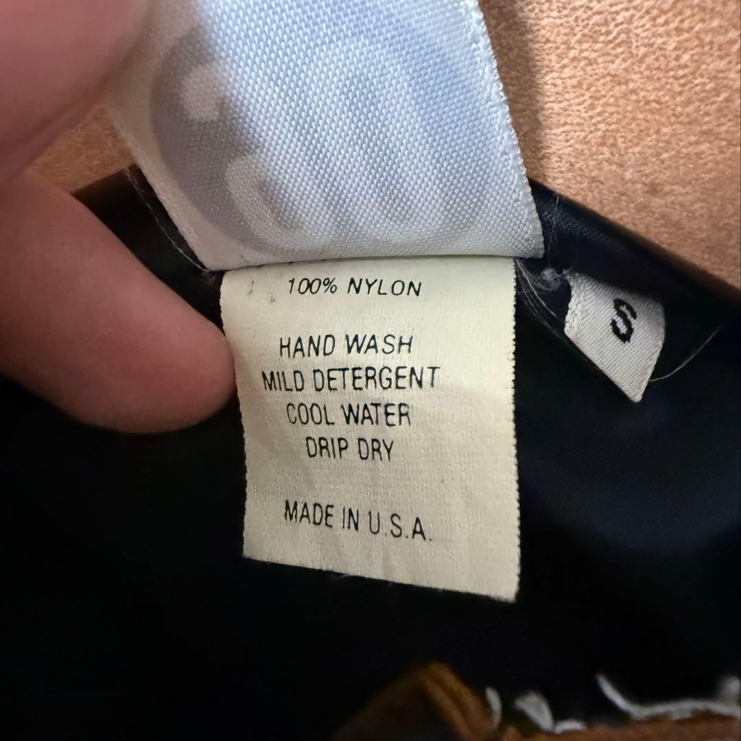 90 USA製 ナイロンアノラック ブラウン ストリート 刺繍 Sサイズ