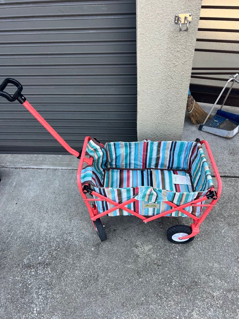 ストライプ折りたたみキャリーカート テーブル付き
