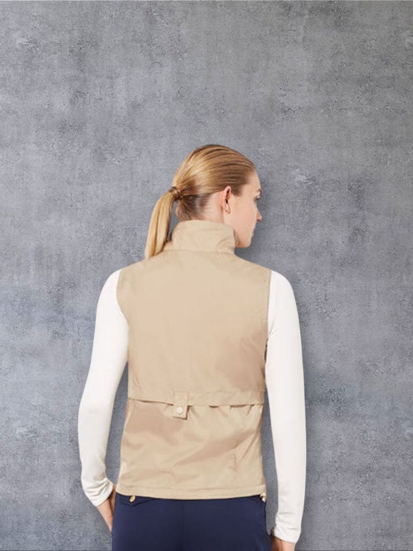 【新品】Polo Golf 刺繍 ナイロンジップベスト ベージュ ポロゴルフ M