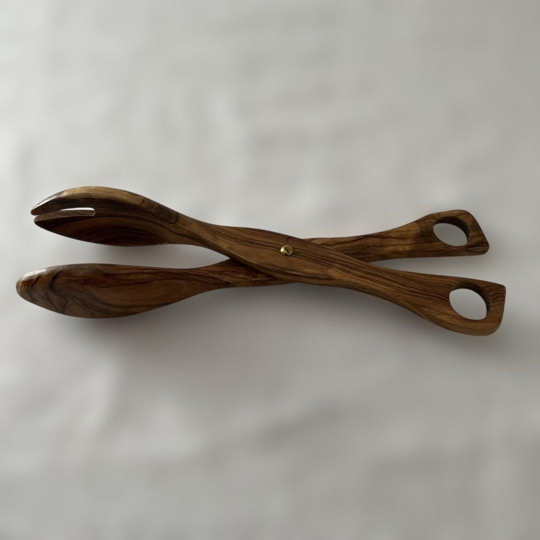 オリーブ　ハサミ式サラダサーバー　蚤の市　ヴィンテージ品　トング