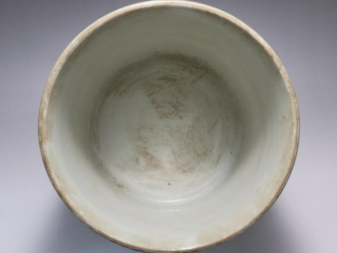 青釉 辰砂 窯変 大型筆筒 宋元時代 幅約16.4cm