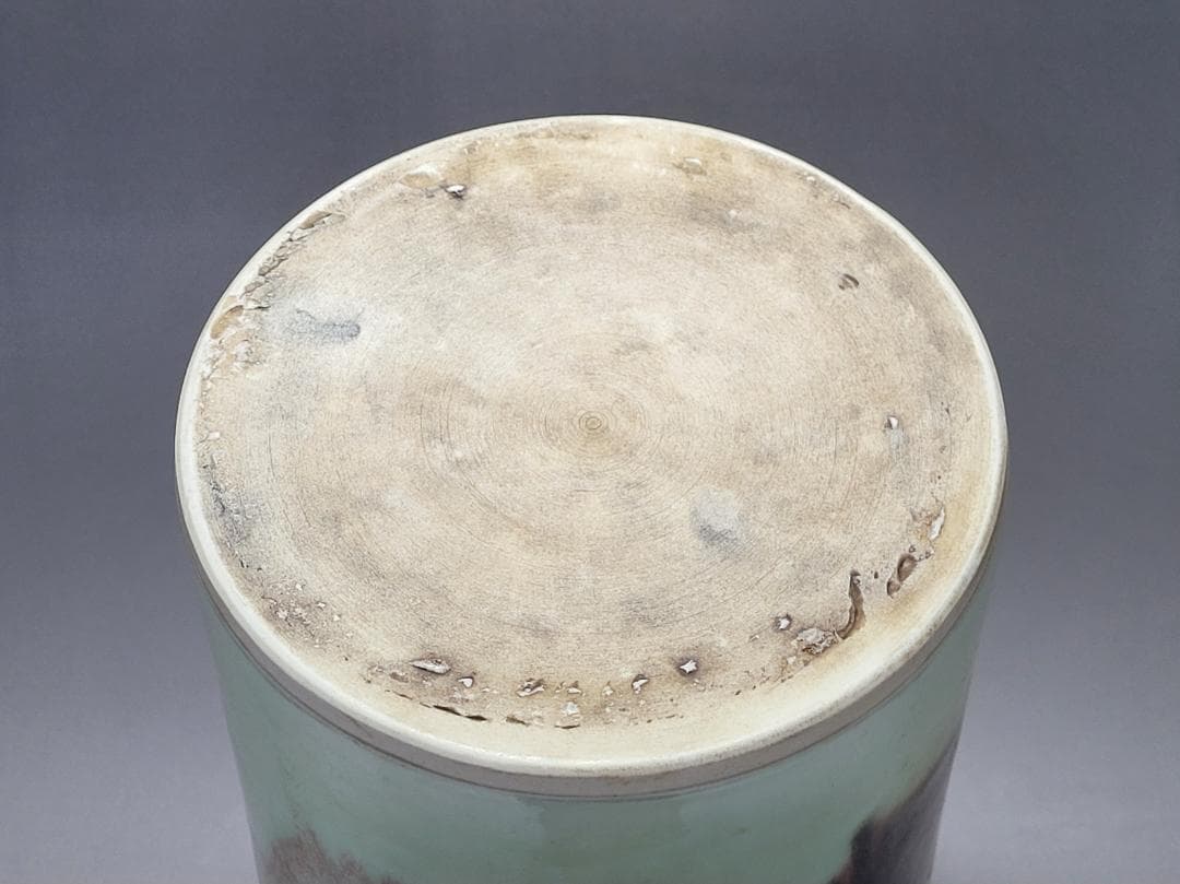 青釉 辰砂 窯変 大型筆筒 宋元時代 幅約16.4cm