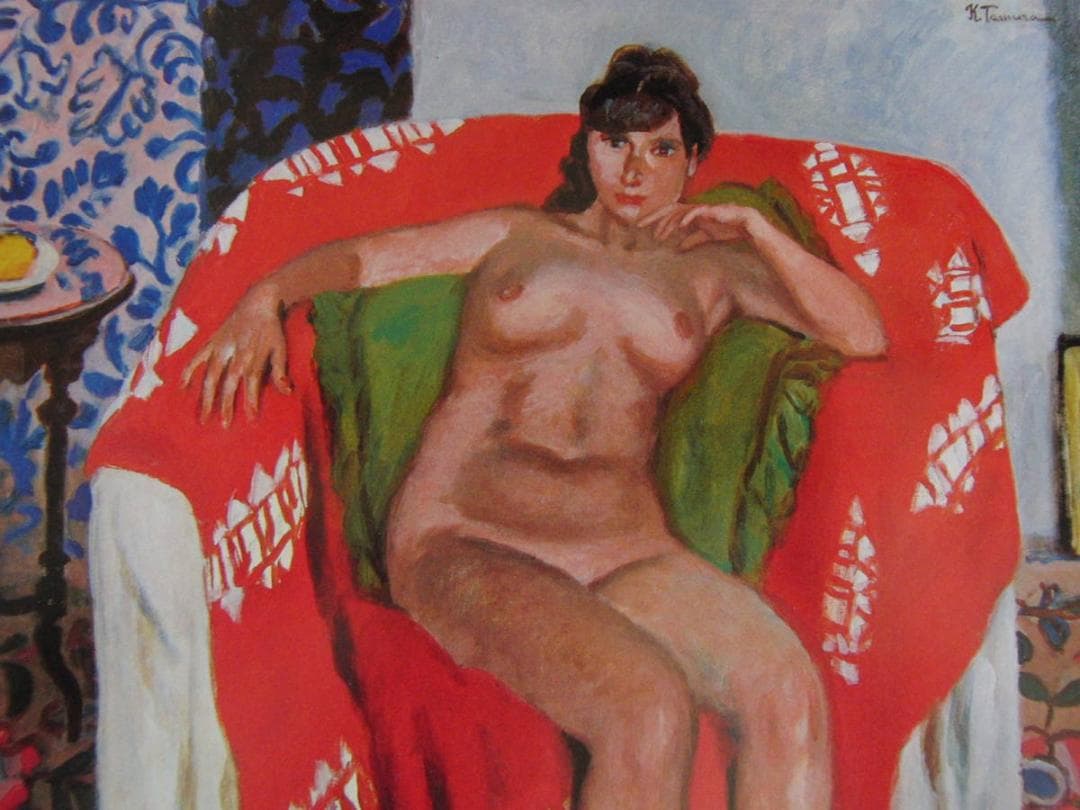 田村孝之介、【画室の裸婦】、希少な額装用画集より、新品額装付、状態良好