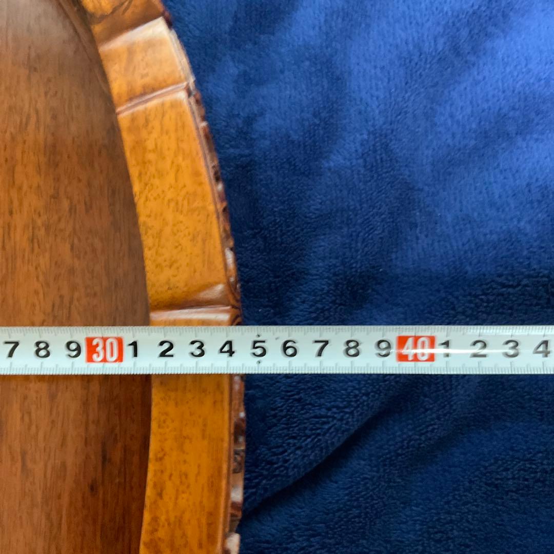 唐木製　彫刻入り楕円形花台