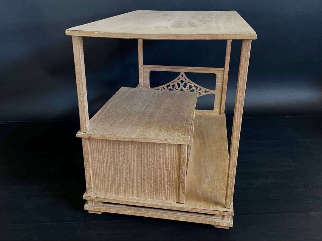 「母」 指物師 善斎 五雲 絵 夕紅葉図 茶棚 煎茶棚 仕舞い箱 茶道具（あ）