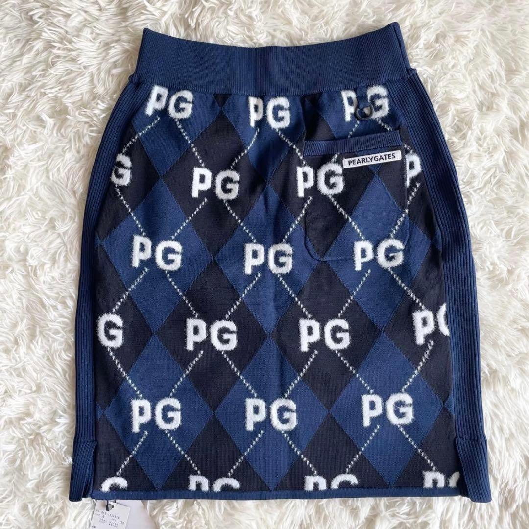 未使用タグ付き　パーリーゲイツ　秋冬　スカート　チェック　ニット　サイズ0