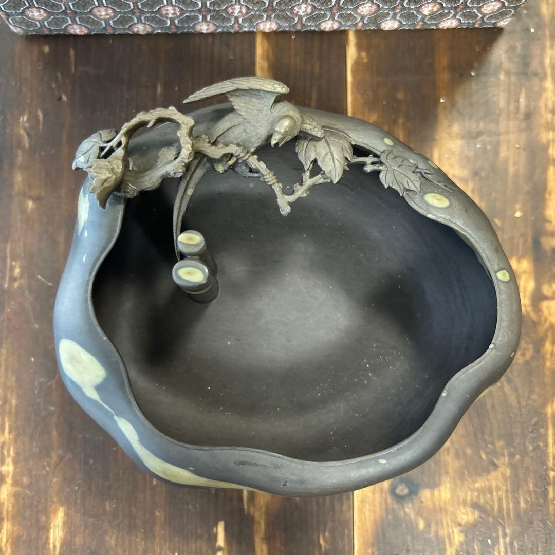 書道 硯 梅花坑水盂枝に鳥型　美術品　芸術家　骨董品　工芸品　最高級　逸品　中国