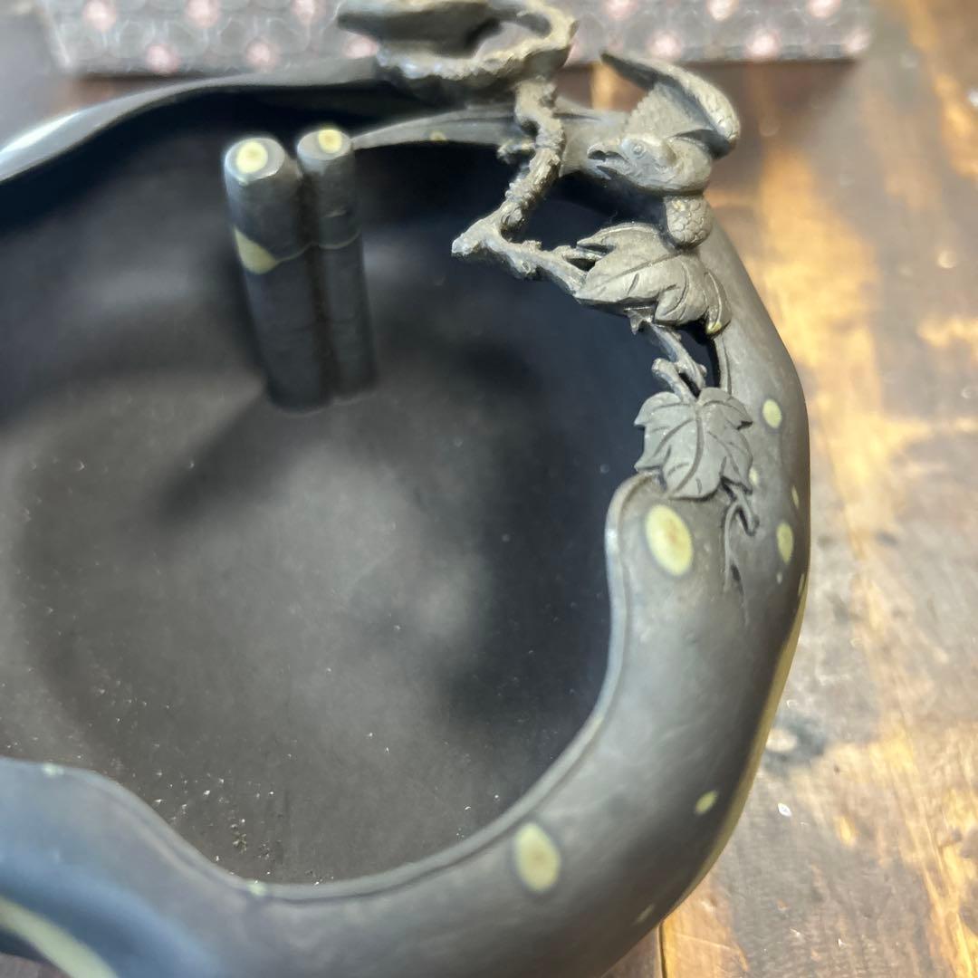 書道 硯 梅花坑水盂枝に鳥型　美術品　芸術家　骨董品　工芸品　最高級　逸品　中国