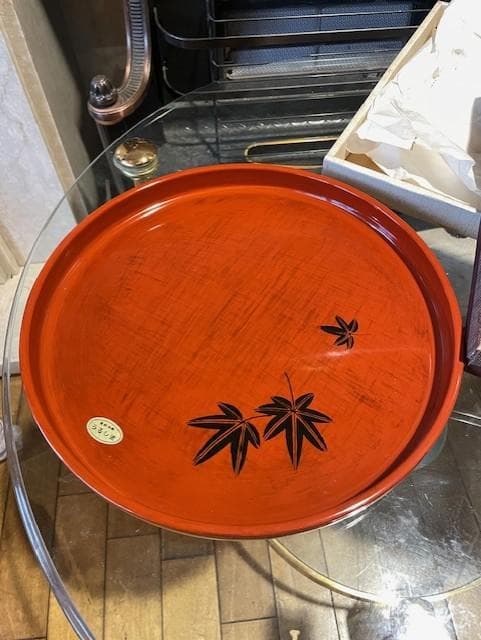 うるし屋 赤色 漆製 膳 もみじ模様