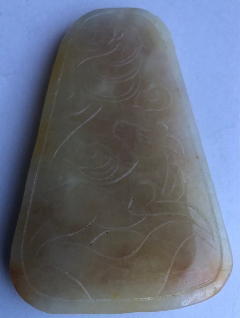 黄玉細密彫り鳳と何でしょアンティークオブジェ