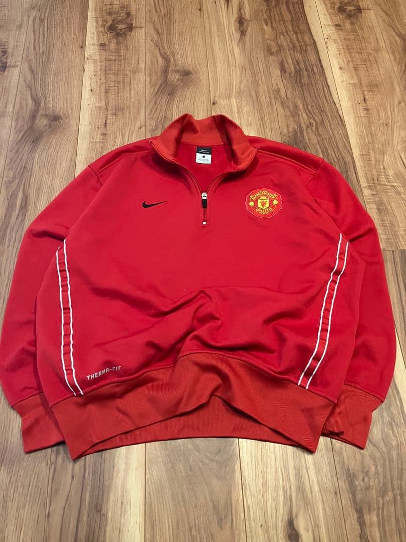 マンチェスターU Nike ハーフジップ スウェット 赤 古着