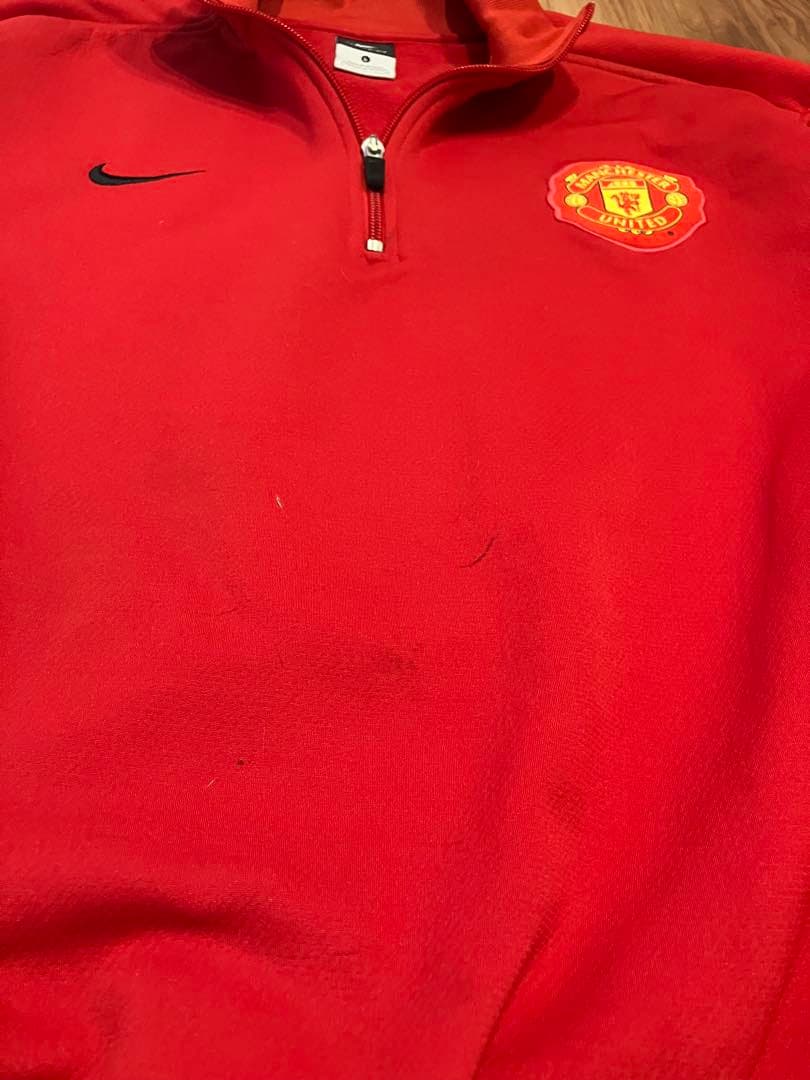 マンチェスターU Nike ハーフジップ スウェット 赤 古着