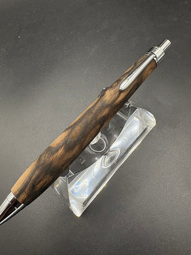 490極上　黒柿　孔雀杢　木軸シャーペン　ボールペン