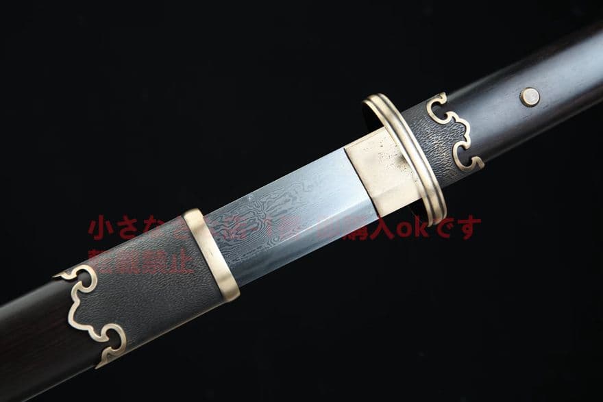 28寸銅装双龍環首唐刀（黒檀金）古兵器 武具　刀装具　日本刀模造刀 居合刀 長尺