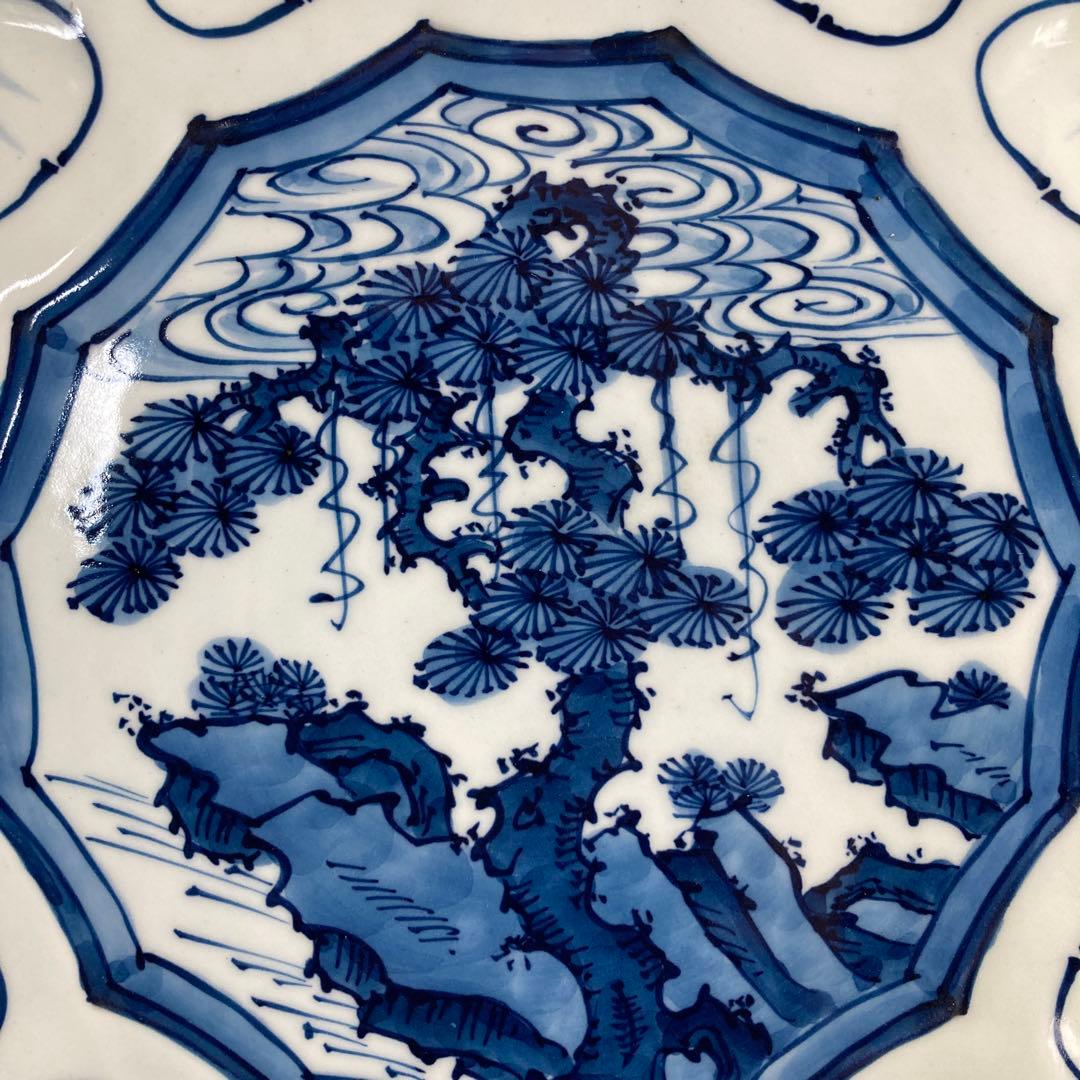 【源右衛門】古伊万里の伝統　日本の名窯　舘林源右衛門作　染付輪花文　輪花形大皿
