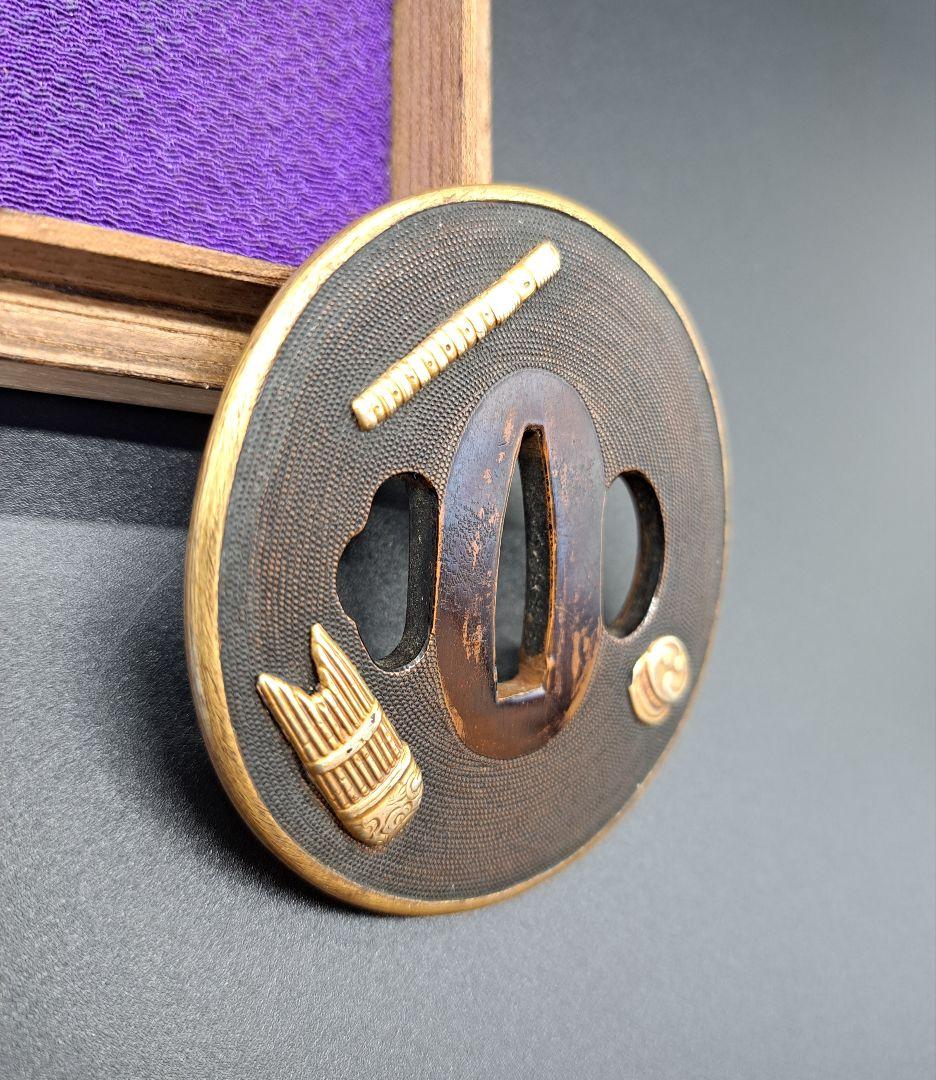 赤銅魚々子地金覆輪和楽器鍔 鐔 日本刀 刀 刀装具 時代物 真剣 居合 古美術