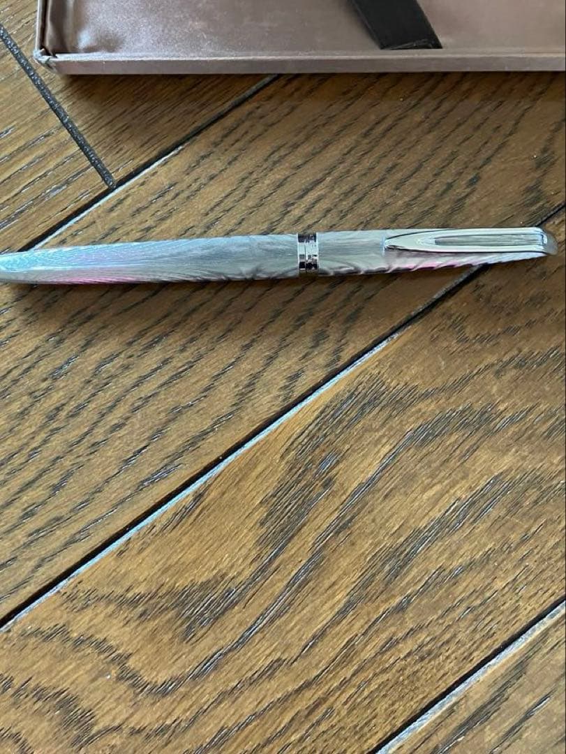 WATERMAN ビンテージ 万年筆 モアレ　シルバー　18K750 美品　CF