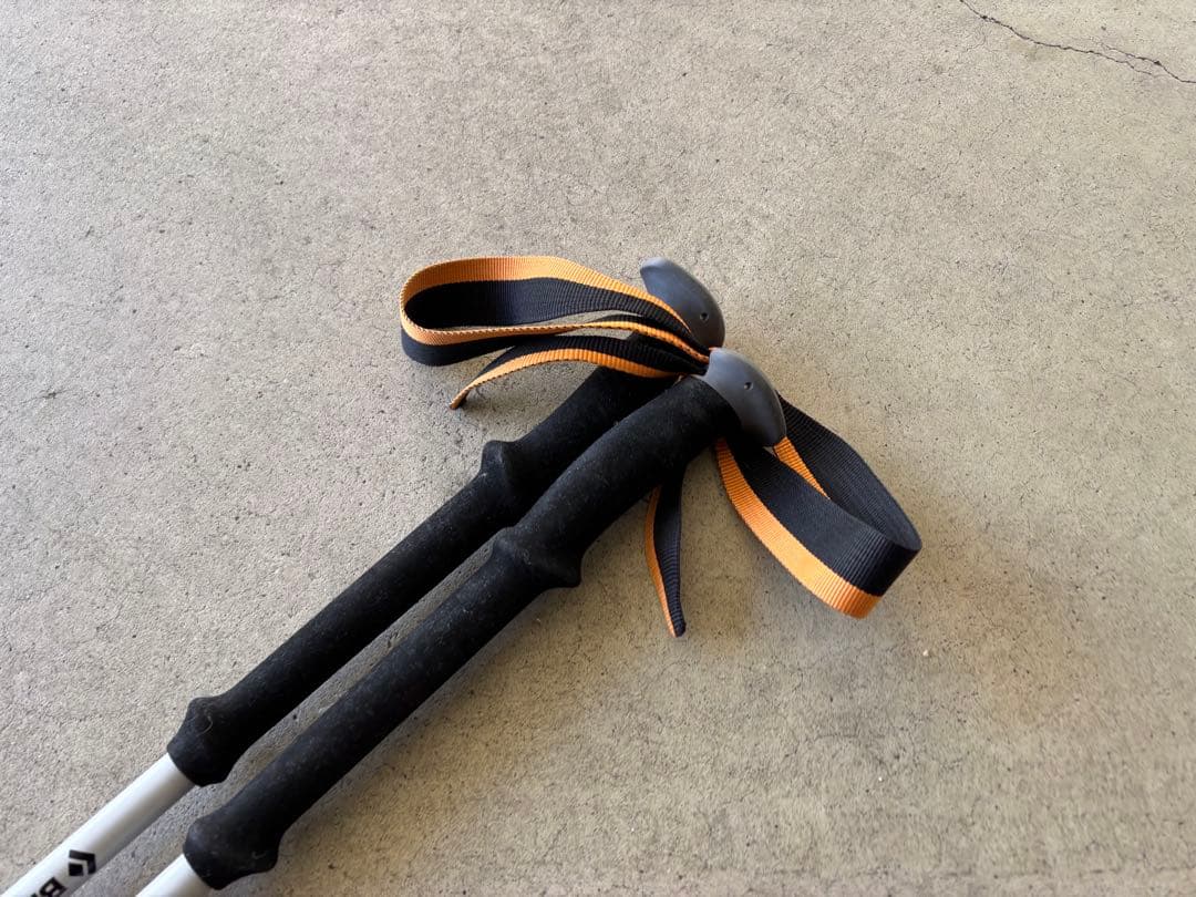 ★送料無料★お洒落　ブラックダイヤモンド　長さ調整ストック　スキー　雪山