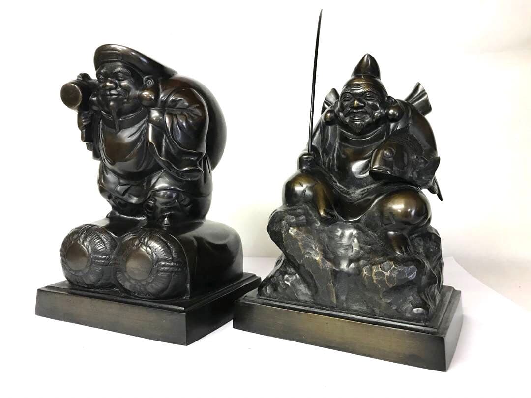 銅器:大黒天.恵比寿・二福神置物