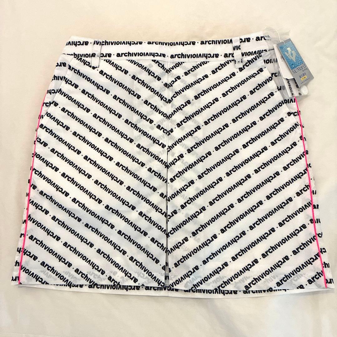 archivio アルチビオ新品　スカート　撥水加工　白　ロゴ柄　総柄　ゴルフ