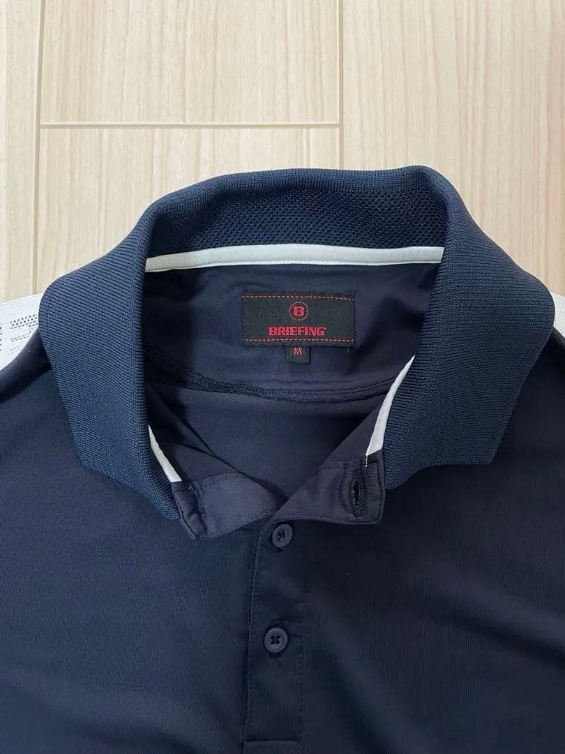 BRIEFING GOLF ブリーフィング ポロシャツ M ネイビー 袖ロゴ