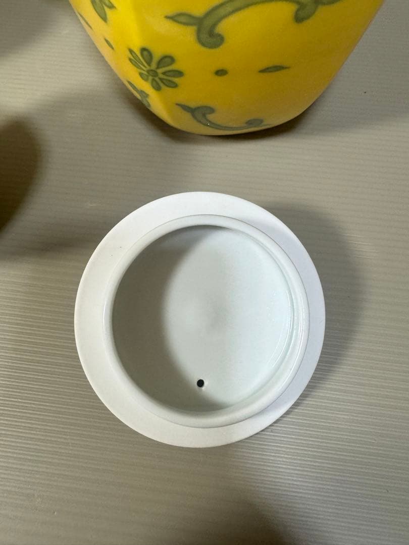 2261 平安橘吉　黄交趾　茶器セット　急須1客　湯呑5客