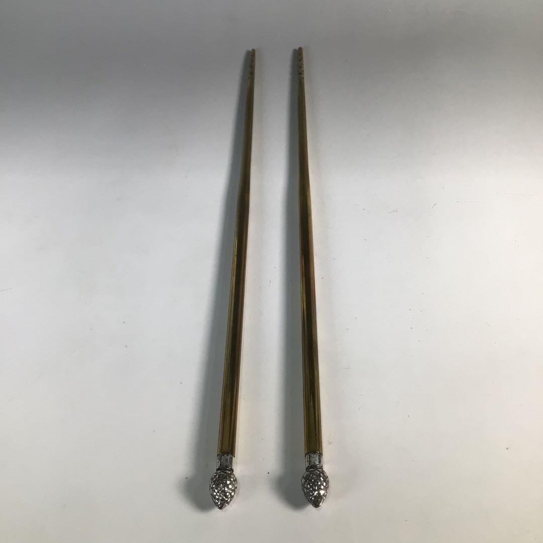 Ｎ９３７　火箸　『木村清雲』『南鐐』『松頭』『飾火箸』　共箱　茶道具