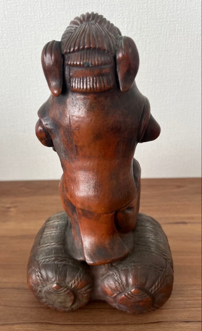 備前焼 獅子舞像置物 江戸末期頃 縁起物 大黒天 収納木箱付き アンティーク