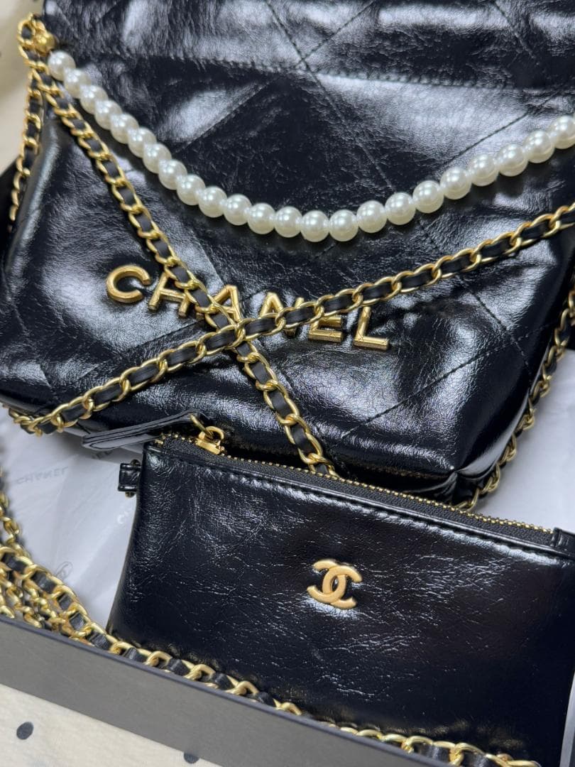 状態良好 ✨CH♡NeLブラックレザー クラッチバッグ