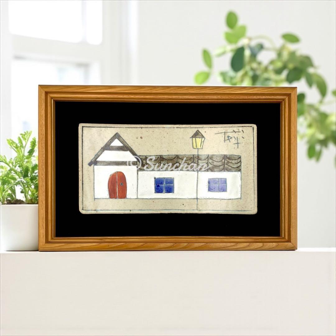 【中古】 アンティークタイルアート 木製額装品 ヴィンテージ ヨーロッパ