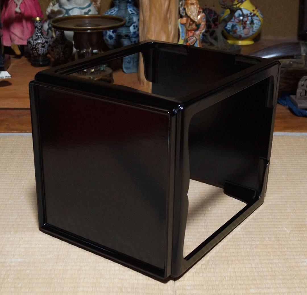 茶道具 鈴木光入作 高麗卓 黒一閑塗 木製漆塗り 共箱★時代物★