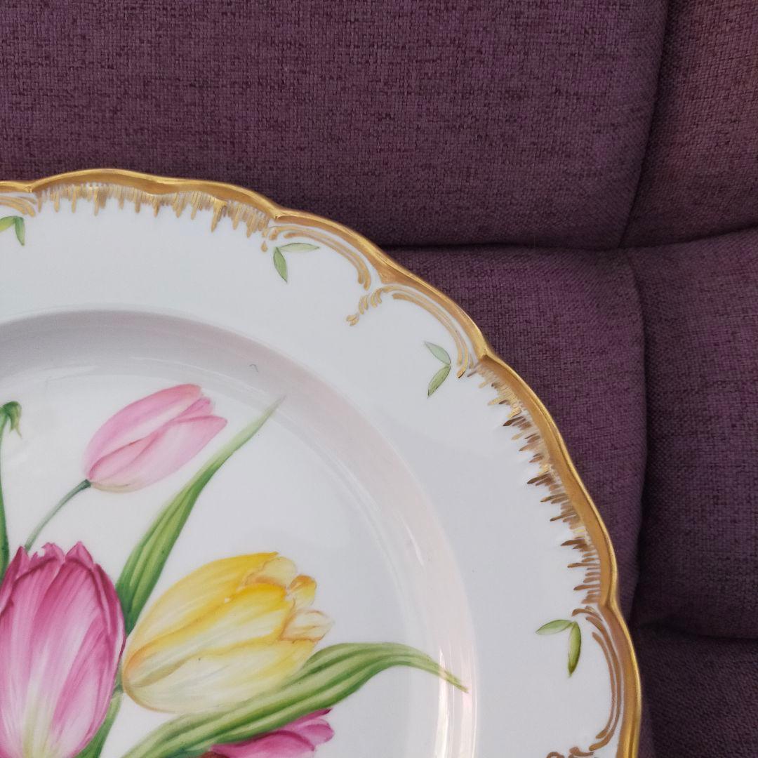 KPM　ベルリン　チューリップ　手描き?　金彩　アンティーク　プレート　皿
