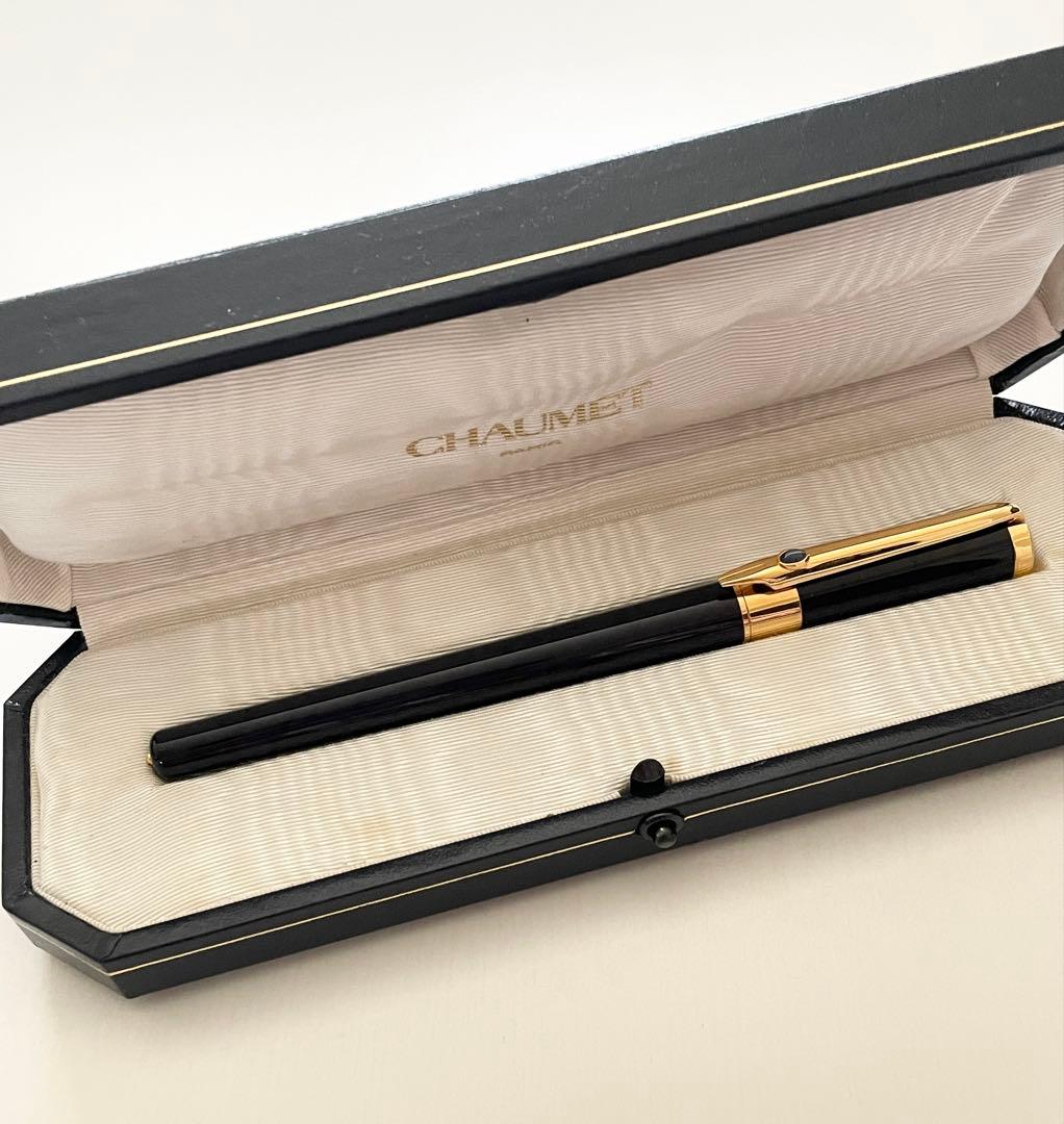 ショーメ Chaumet ロゴ 万年筆 筆記具 白蝶貝 ネイビー レディース