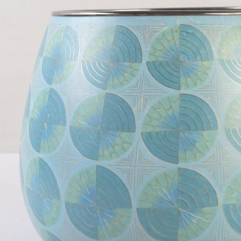 七宝焼　有線七宝　米澤慧聿子作　花器　壷　D　9714