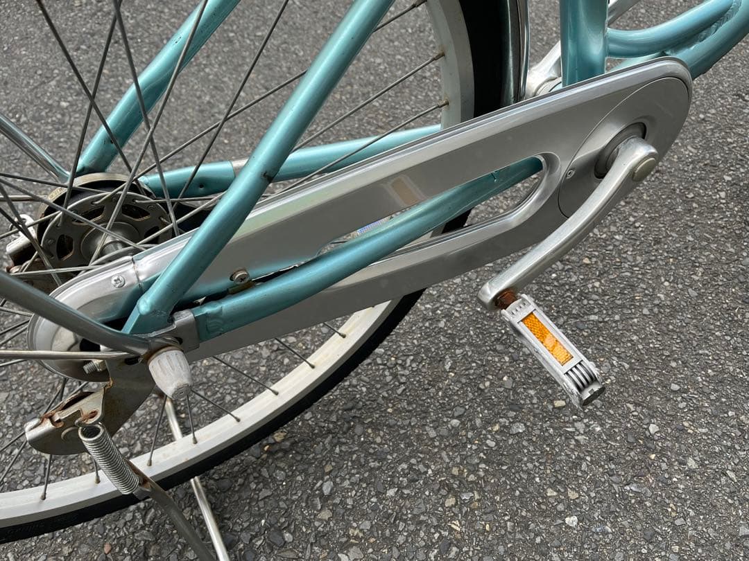 お*と様 中古ブリヂストン軽量アルミオート自転車24インチ★チェーンケース新品※