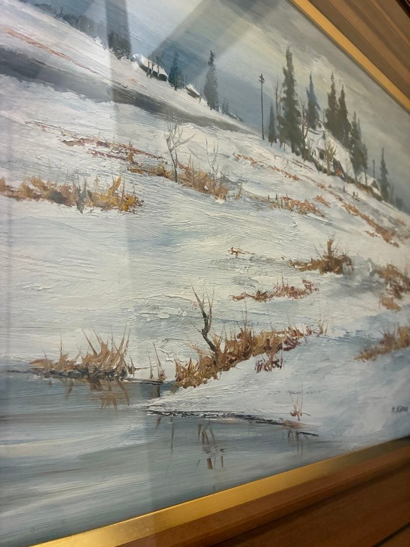 Ｆ6 油彩画　工藤晴巳　水ぬるむ里