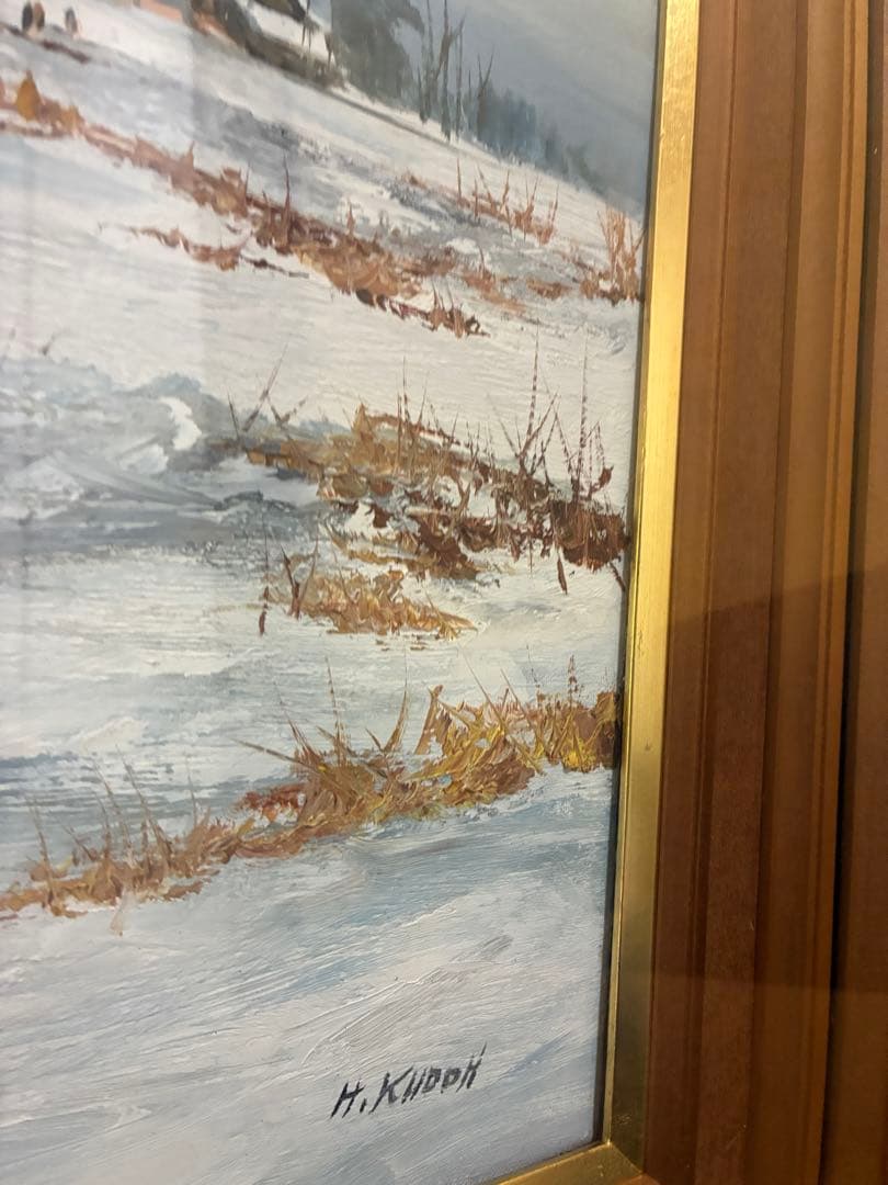 Ｆ6 油彩画　工藤晴巳　水ぬるむ里