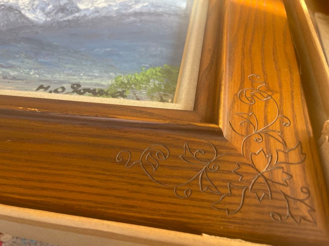 小川久雄　油彩 肉筆　白馬の山々　H.O. サイン入り 551✖️225