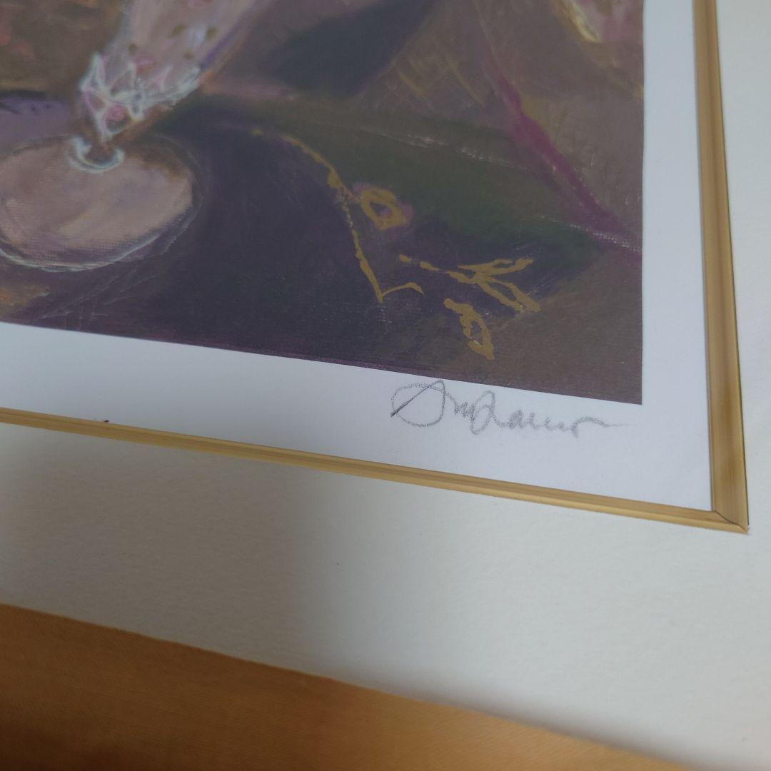 アンドリュープライス　赤いバラ　版画　花　絵画　静物画　花瓶　額入り