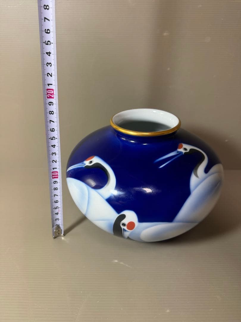 2740 深川製磁　金縁鶴文　花瓶