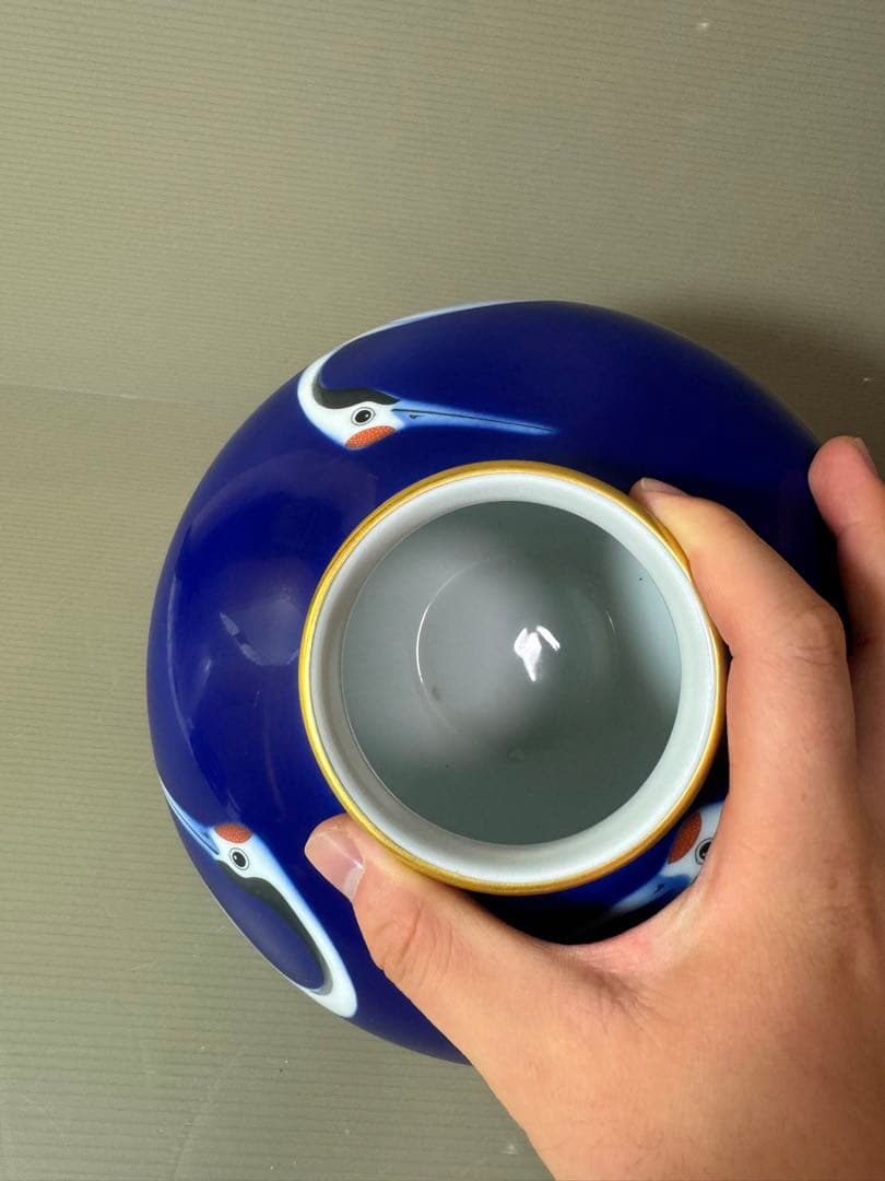 2740 深川製磁　金縁鶴文　花瓶