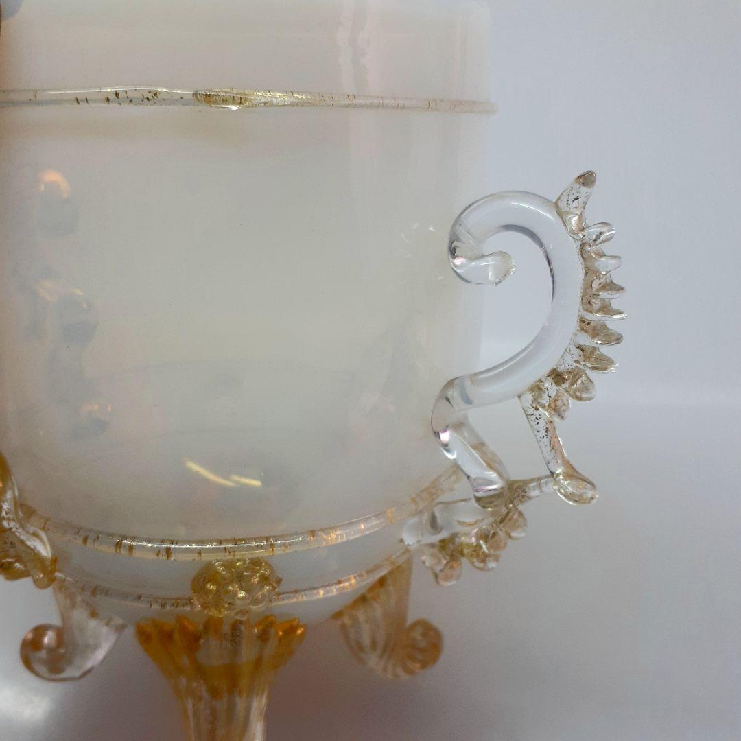 MURANO ムラーノ グラス 双耳 乳白 杯 カップ ガラス ゴブレット