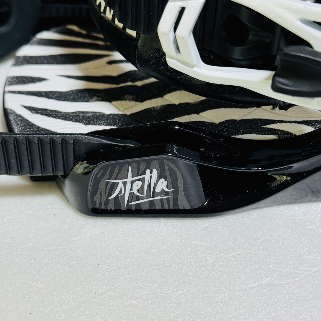 sサイズ　ゼブラ柄 スノーボードビンディング　サロモン女性レディース黒色ブラック