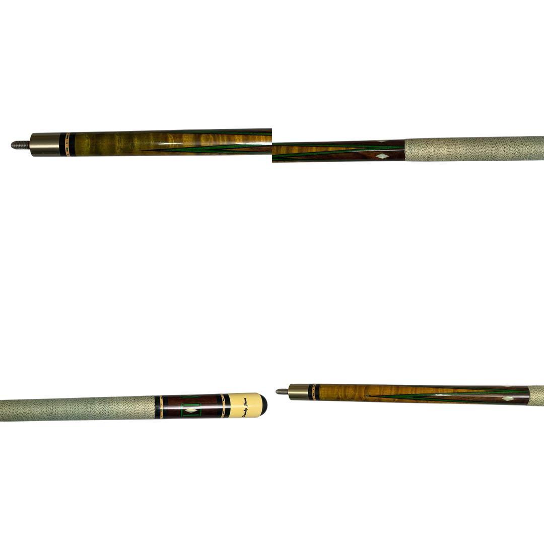 【良品】ビリヤード　プレイキュー　4剣貝装飾　木目調　バット　シャフト　ケース付