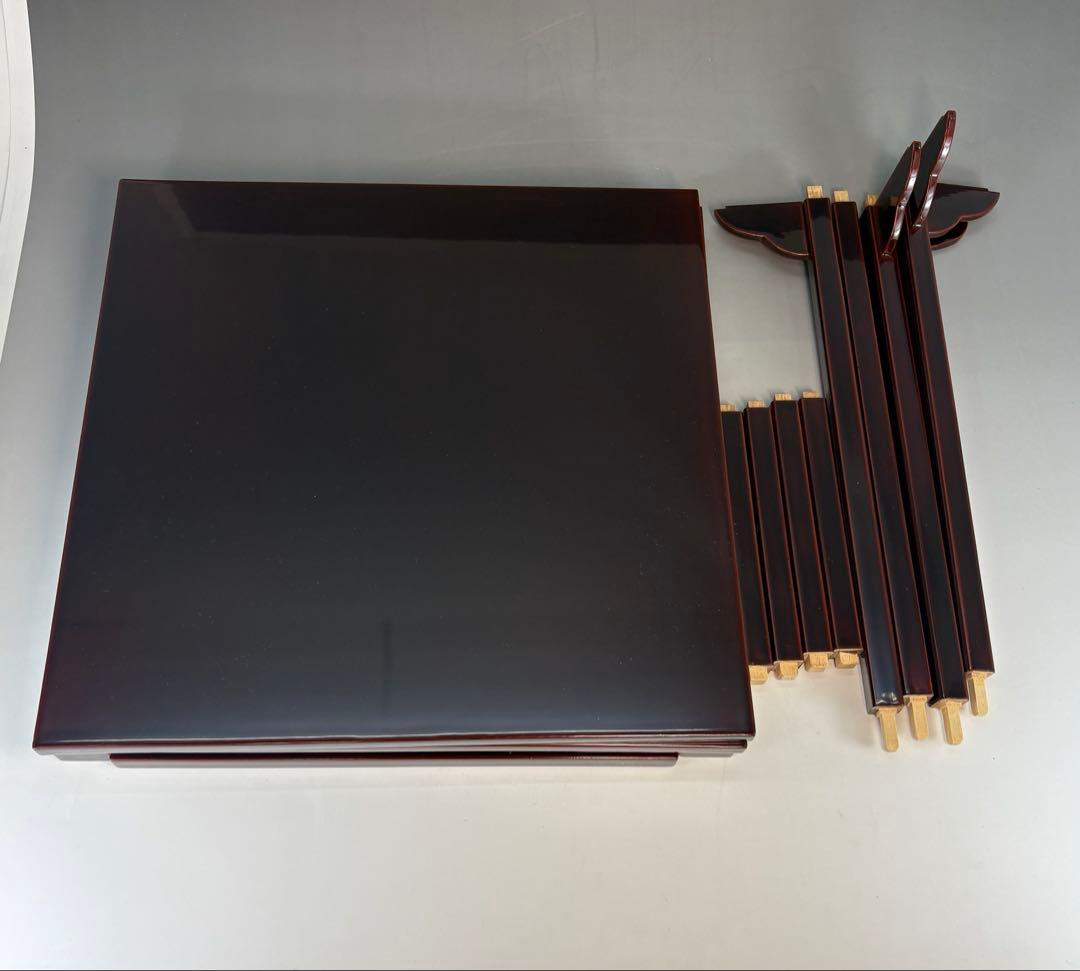 【茶道具】宗明造　溜塗　二重棚（共箱）　組立式 ★送料込★