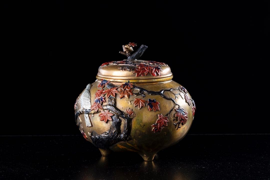 香炉 宮部篤良 大日本京都住 一光堂 花押 象嵌細工 明治期 時代物 古美術