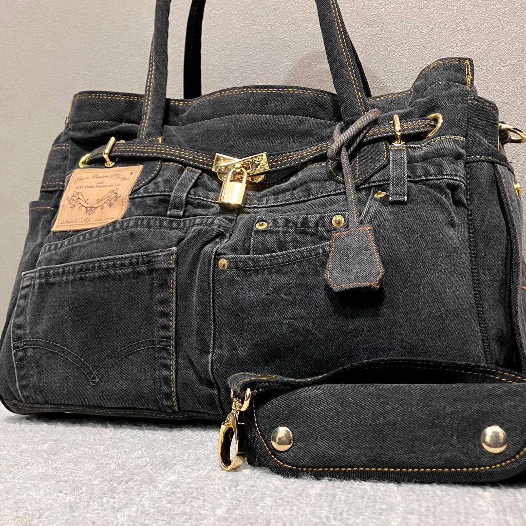 ルシアンエサヨ［リデューグレース］デニム　トートバッグ　犬、猫　2way